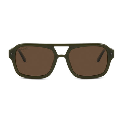Wollumbin Mullumbimby unisex sunglasses, forest frame with brown polarised lens, front