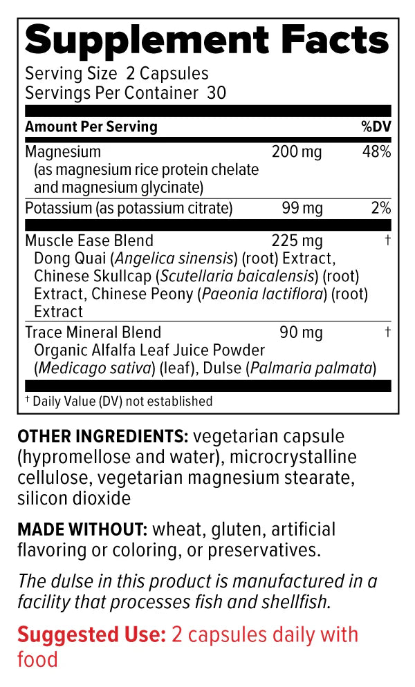 Image of Muscle Ease 60vcaps supplement facts