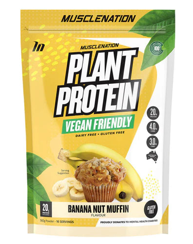 Plant Protein 100% Natural Banana Nut Muffin 560g-MuscleNation-Matakana Pharmacy