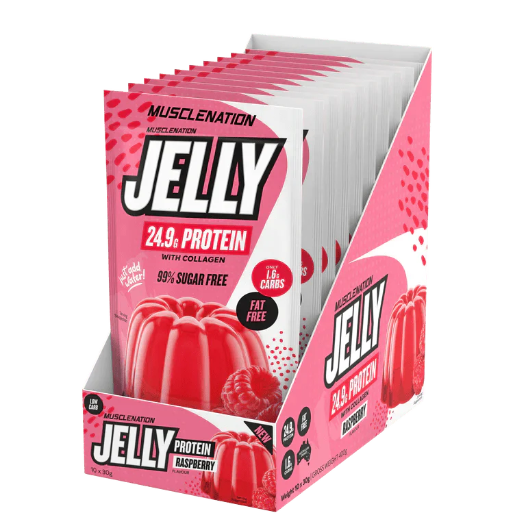 Protein Jelly Raspberry Box 10 x 30g-MuscleNation-Matakana Pharmacy