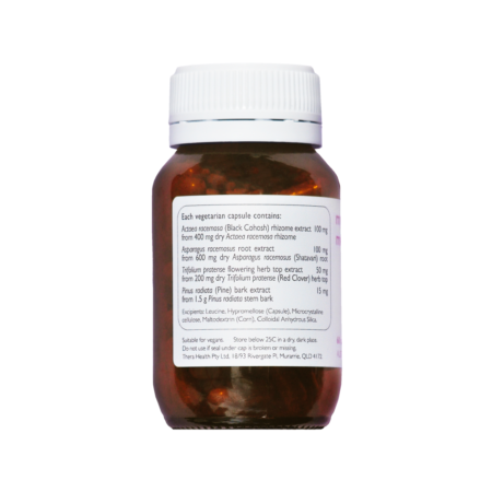 Image of my menopause 60 caps side of bottle with ingredients