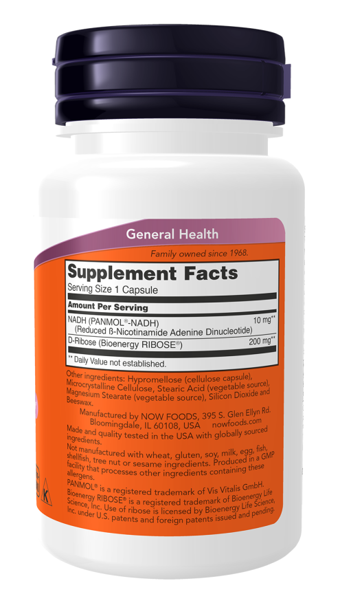 Image of NADH 10mg 60vcaps supplement facts
