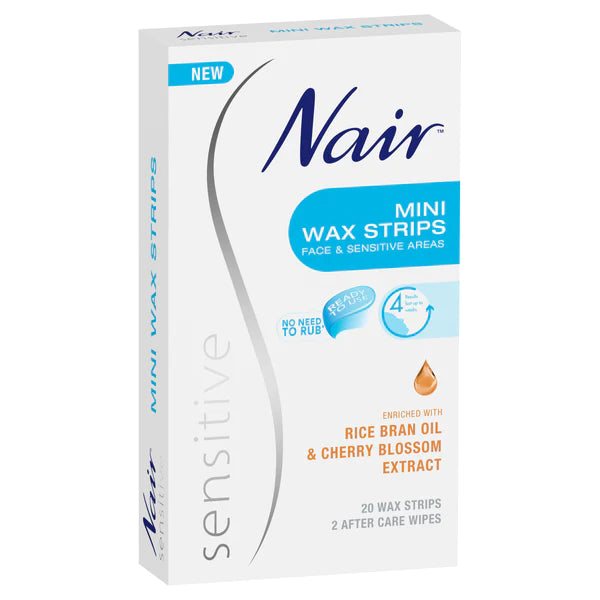 image of nair mini wax strips for face and sensitive areas