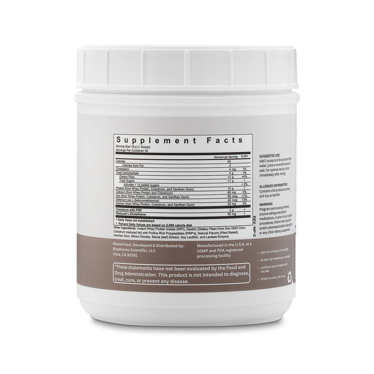 Image of Nanopro (Vanilla) Powder supplement facts