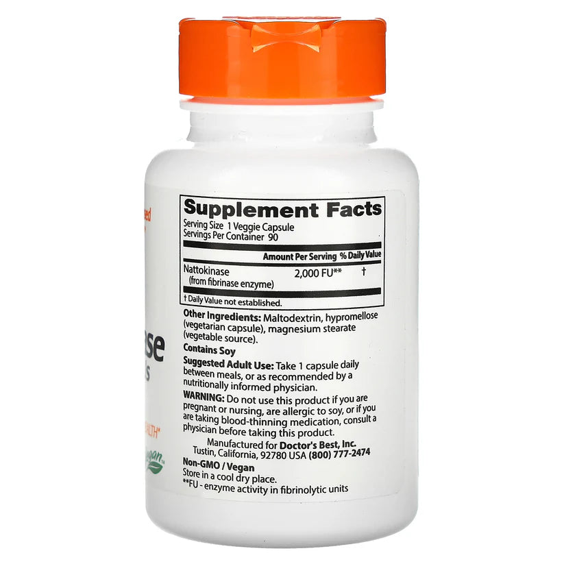 Image of Nattokinase (2,000 FU) 90caps supplement facts