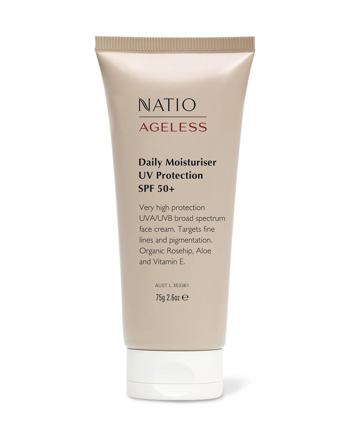 NATIO Ageless Daily Moisturiser SPF50+ 75g-Matakana Pharmacy