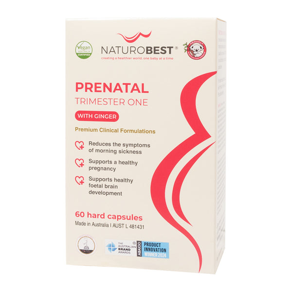 NaturoBest Prenatal Trimester One with Ginger, 60 capsules, front of pack