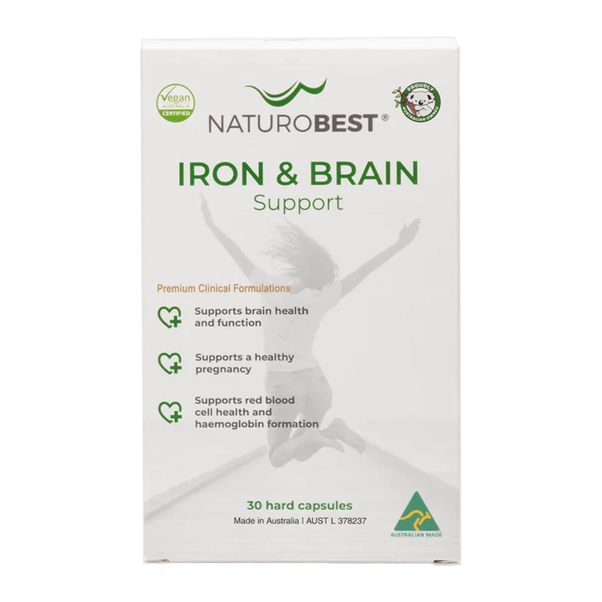 NaturoBest Iron & Brain Support, 30 capsules, front of pack