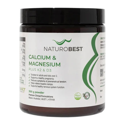 NaturoBest Calcium & Magnesium Plus K2 & D3, 300 g powder, front of pack