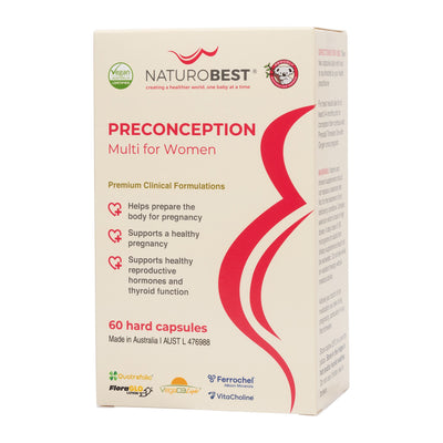 NaturoBest Preconception Multi for Women, 60 capsules, front of pack
