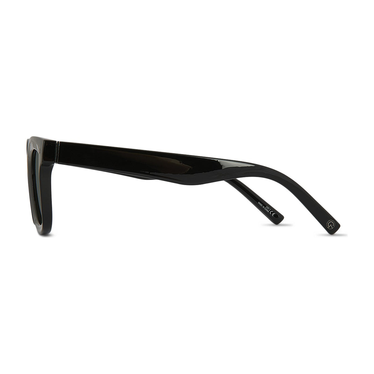Wollumbin Nimbin black frame, side view showing the arm and stainless steel hinge