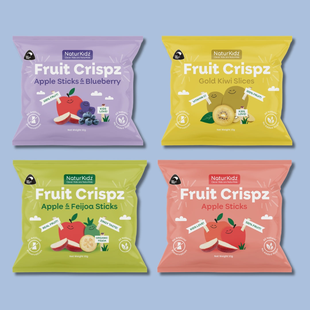 NaturKidz Fruit Crispz Discovery Pack, one bag of each of the 4 Fruit Crispz flavours