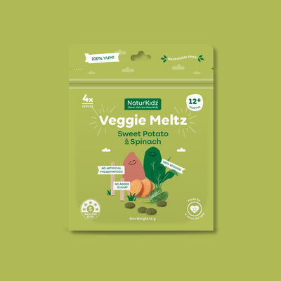NaturKidz Veggie Meltz Sweet Potato & Spinach, front of pack