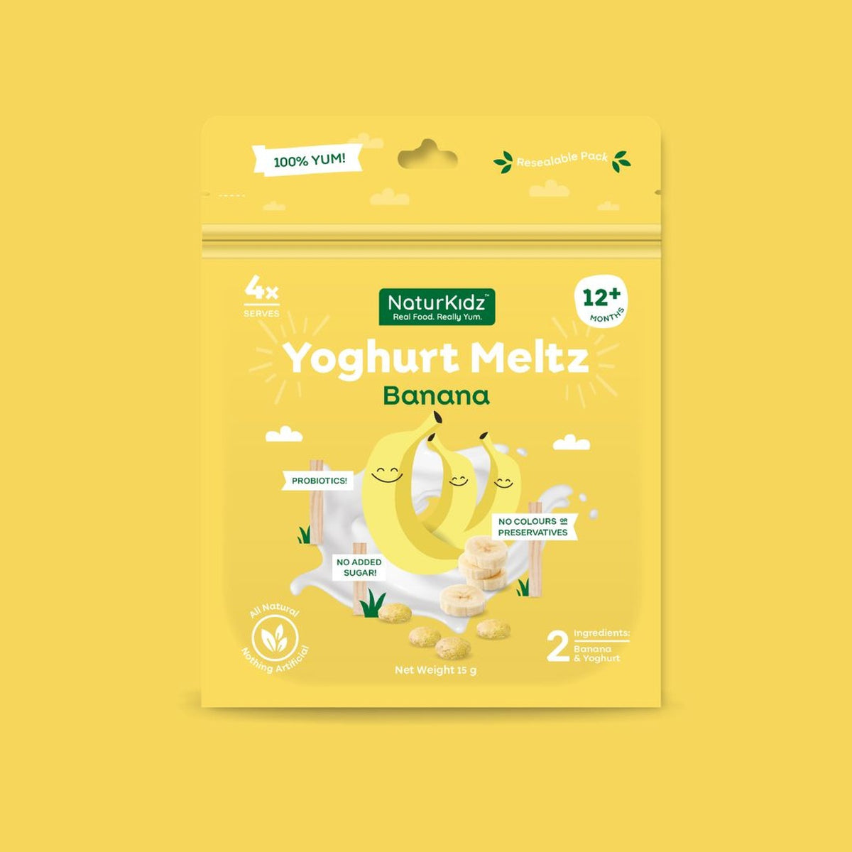 NaturKidz Yoghurt Meltz Banana, front of pack