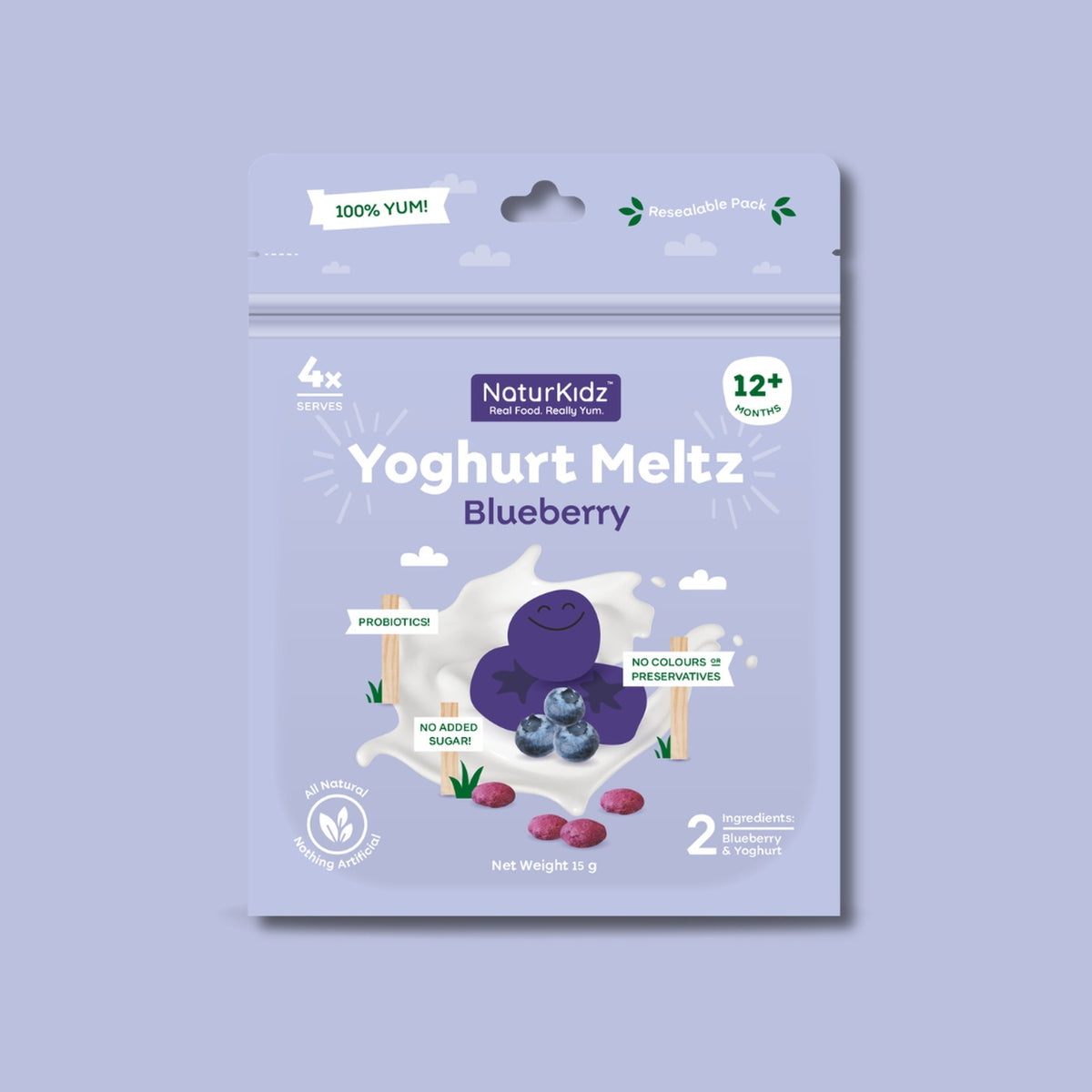NaturKidz Yoghurt Meltz Blueberry, front of pack