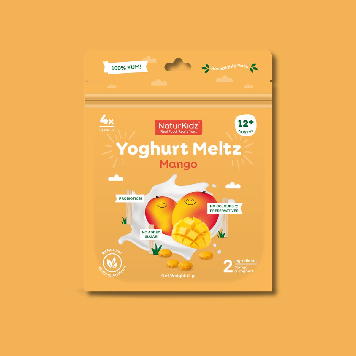 NaturKidz Yoghurt Meltz Mango, front of pack