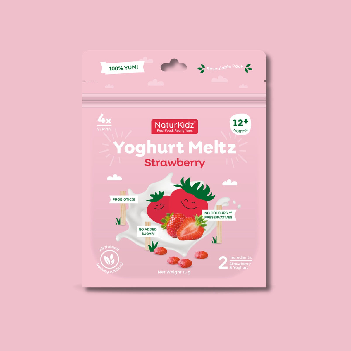 NaturKidz Yoghurt Meltz Strawberry, front of pack