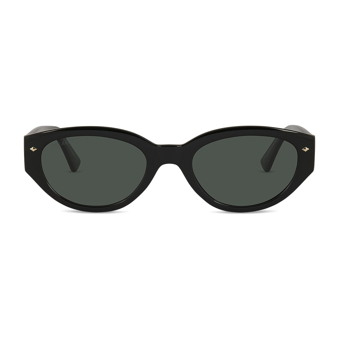 Wollumbin Noosa women's sunglasses, black frame with green polarised lens, front