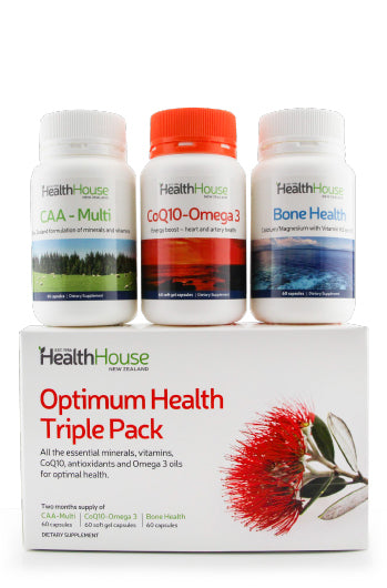 Optimum Health Triple Pack (CAA Multi / Bone Health / CoQ10)-Matakana Pharmacy
