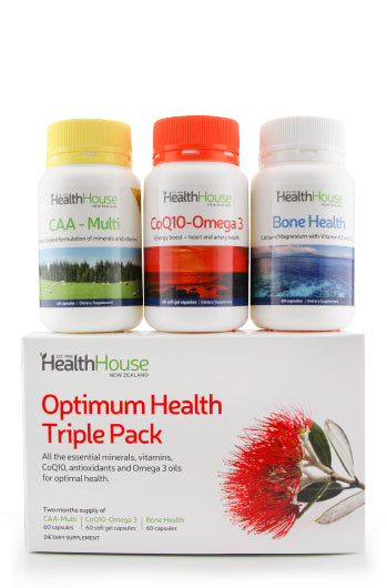 Optimum Health Triple Pack No Sulphur (CAA Multi / Bone Health / CoQ10)-Matakana Pharmacy