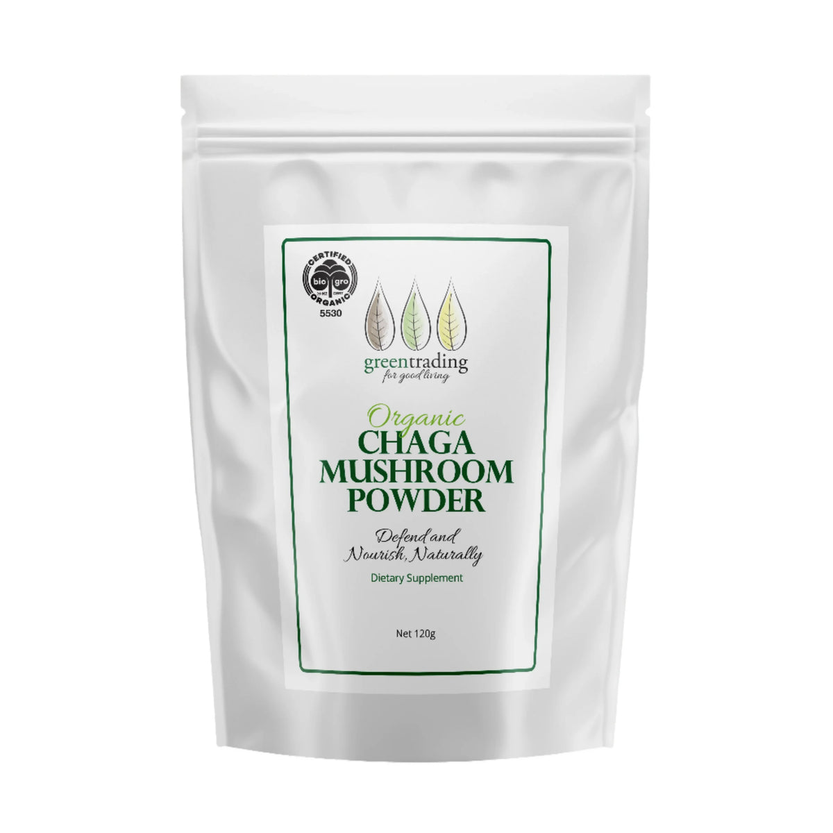 Organic Chaga Mushroom Powder 120g-Green Trading-Matakana Pharmacy