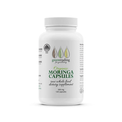 Organic Moringa 120 Veggie Capsules 500mg-Green Trading-Matakana Pharmacy