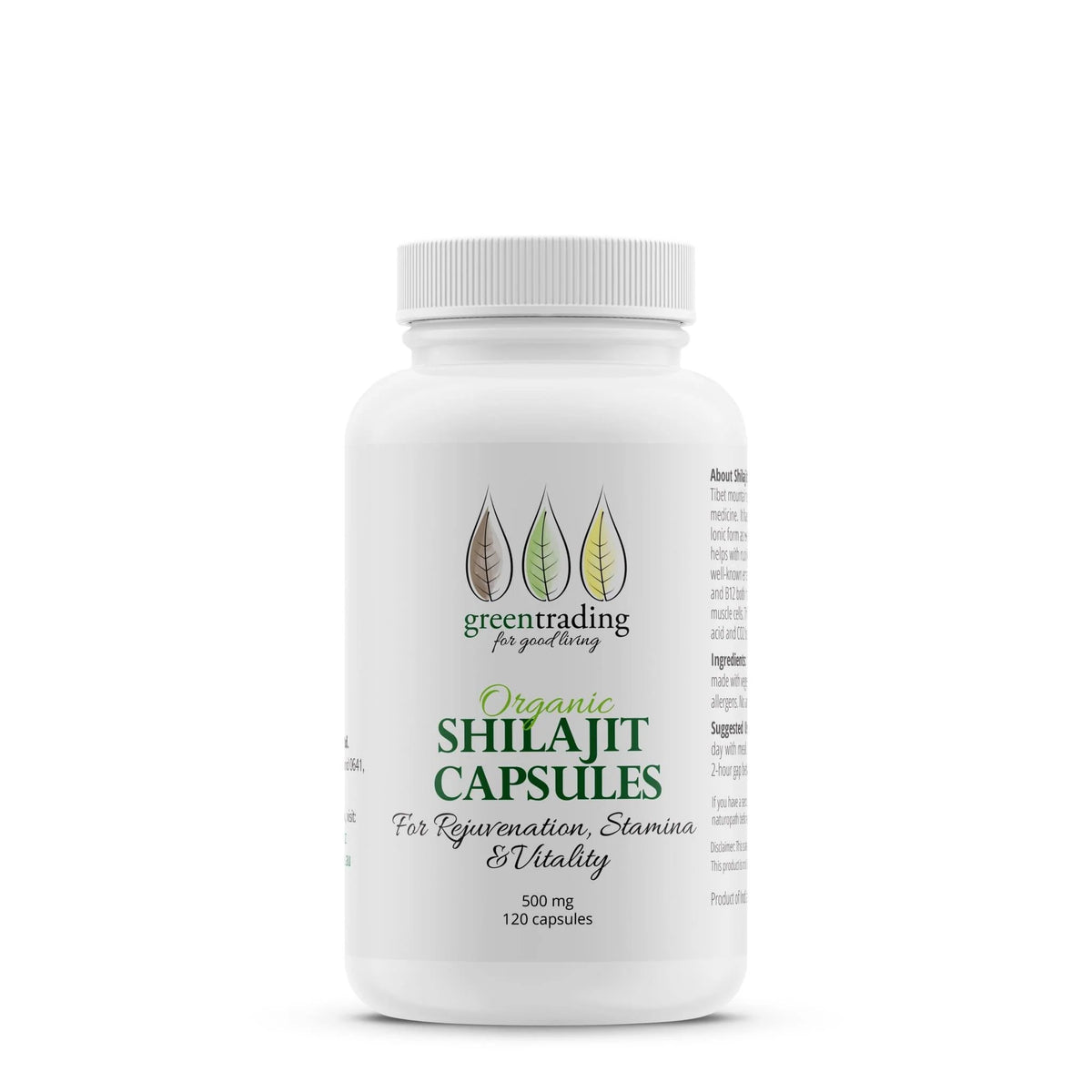 Natural Shilajit 120 Veggie Capsules 500mg-Green Trading-Matakana Pharmacy