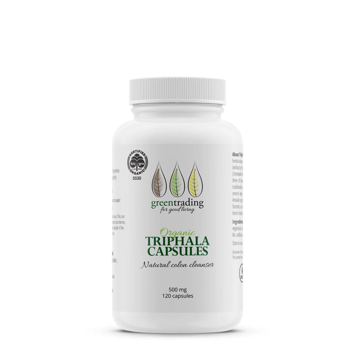 Organic Triphala 120 Veggie Capsules 500mg-Green Trading-Matakana Pharmacy