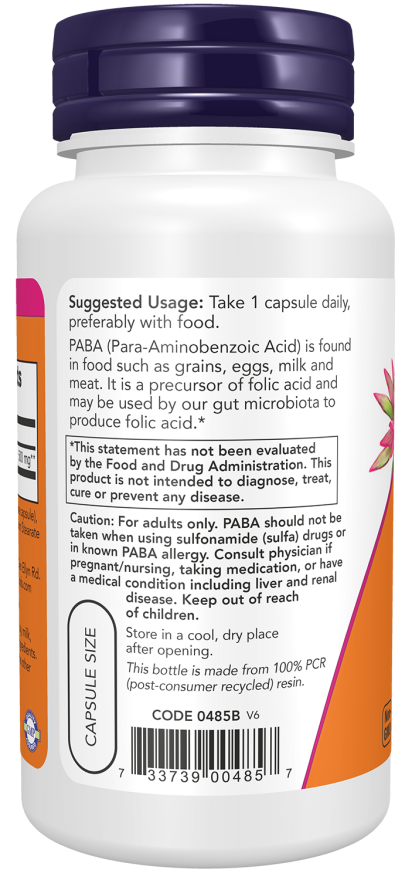 Image of PABA 500mg 100caps suggested usage