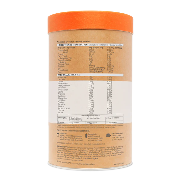 Image of Raw Paleo Gentle Digest Protein - Vanilla nutritional information