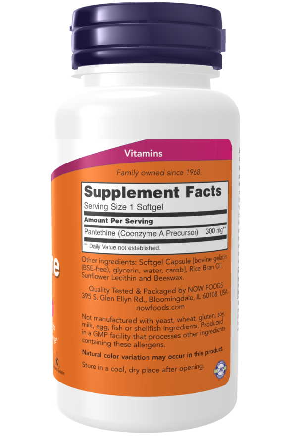Image of Pantethine 300mg 60sgcaps supplement facts