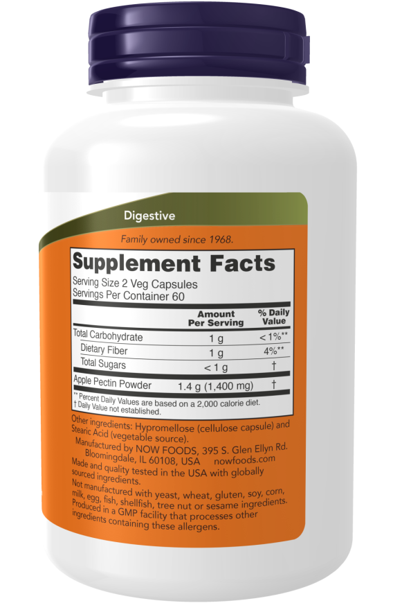 Image of Apple Pectin 700mg 120vcaps supplement facts