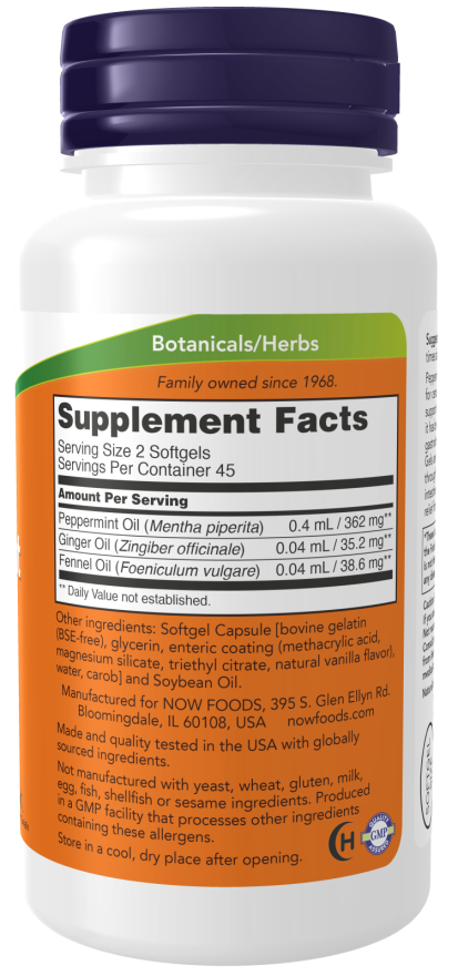 Image of Peppermints Gels 90sgcaps supplement facts