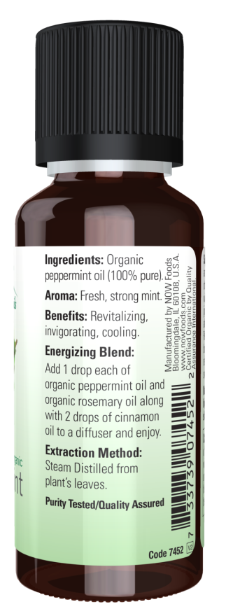 Image of NOW ORGANIC PEPPERMINT OIL (Mentha Piperita) ingredients