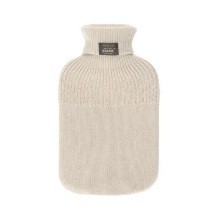 Hot Water Bottle Knitted Cover with Turtle Neck Beige 2.0L-FASHY-Matakana Pharmacy