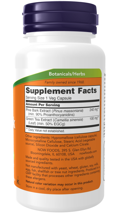 Image of Pine Bark Extract 240mg 90vcaps supplement facts