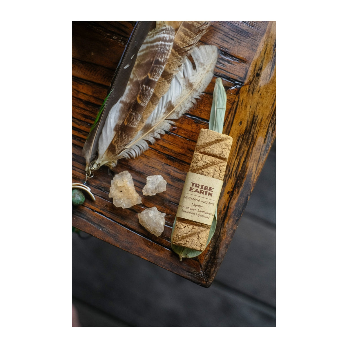 Mystic Incense Planks - Sandalwood & Agarwood incense burning, with the botanicals it is made from