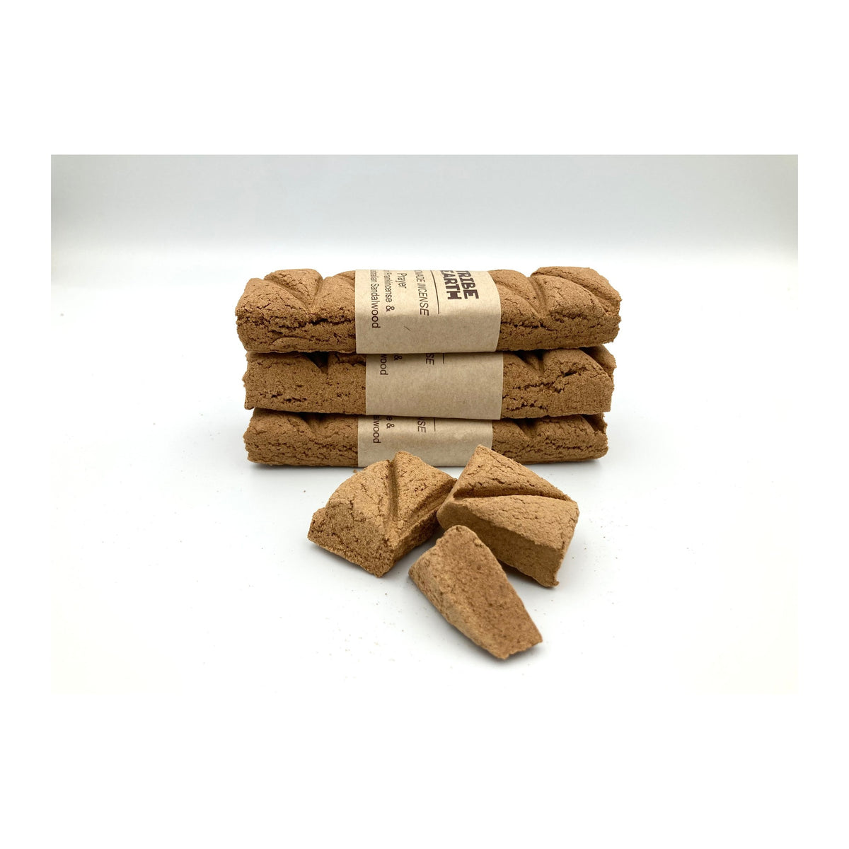 Prayer Incense Planks - Sandalwood & Frankincense incense planks unwrapped, showing the pressed plant material