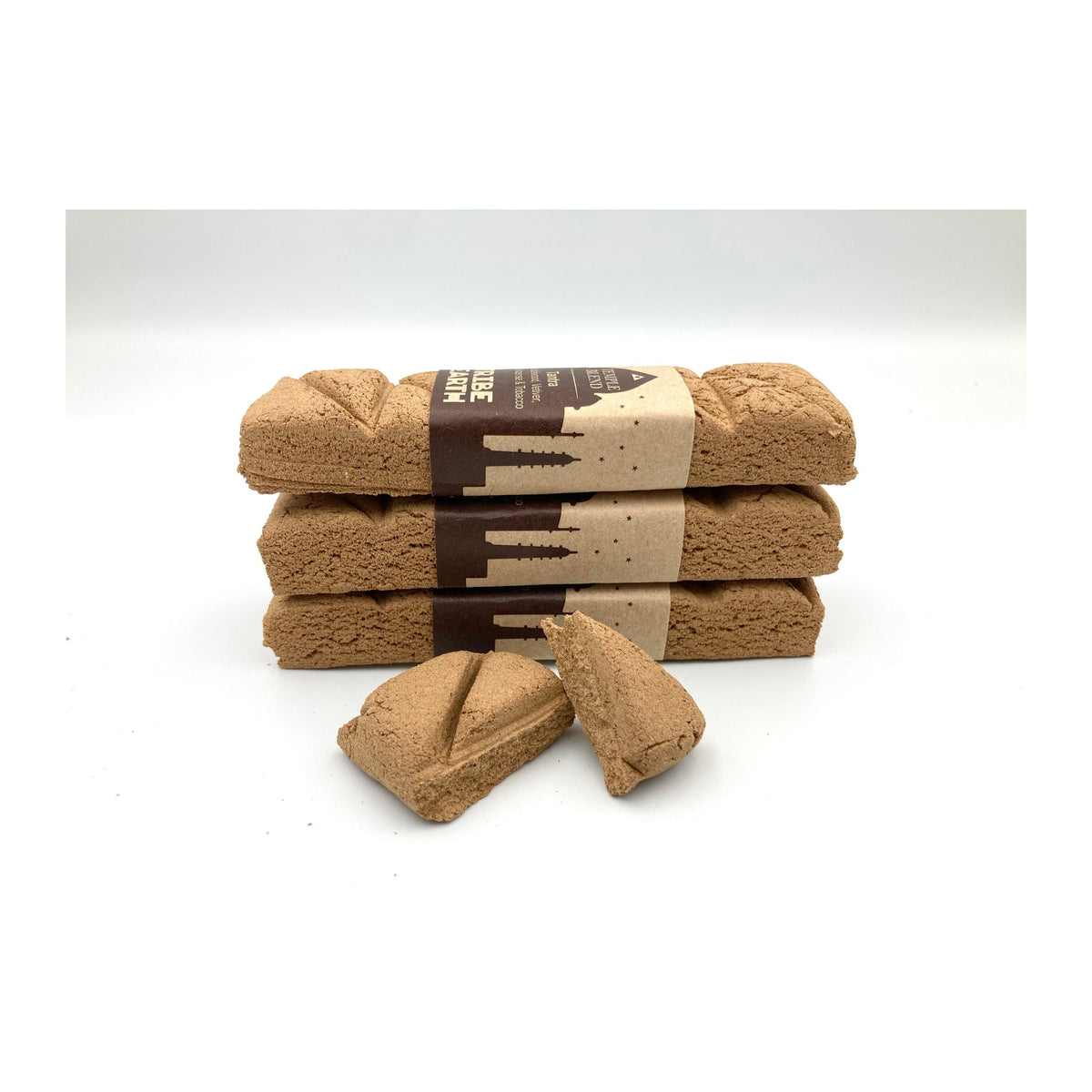 Tantra Incense Planks - Sandalwood, Vetiver, Frankincense & Tobacco incense planks unwrapped, showing the pressed plant material