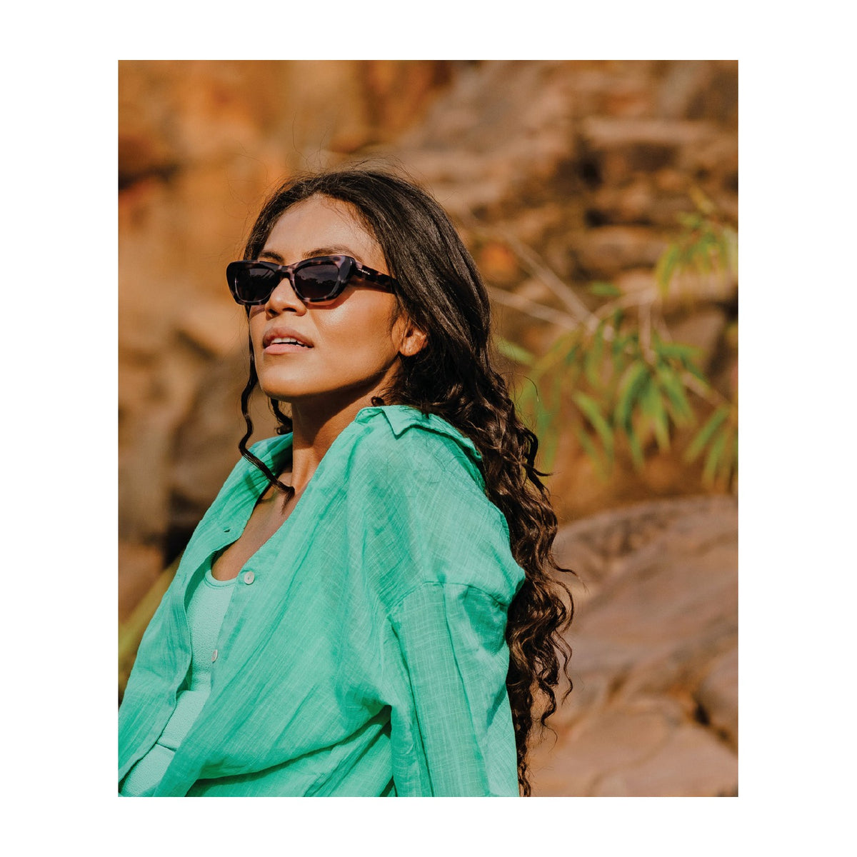 Wollumbin Poolside tortoiseshell frame, side view