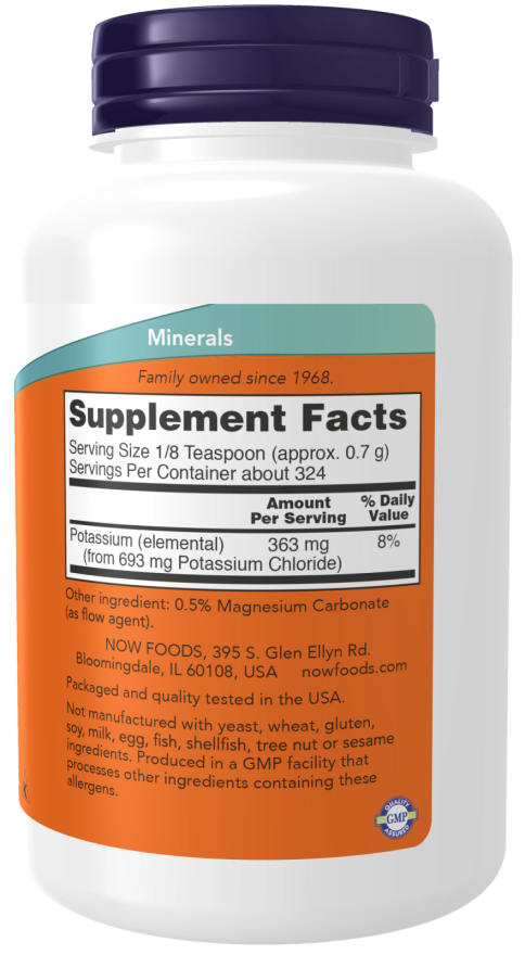 Image of Potassium Chloride Powder 227g supplement facts