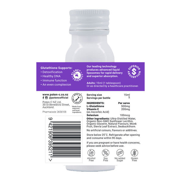 Image of Poten-C Superdose Liposomal Glutathione 500mg 75ml ingredients