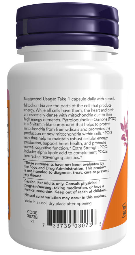 Image of PQQ Extra Strength 40mg 50vcaps suggested usage