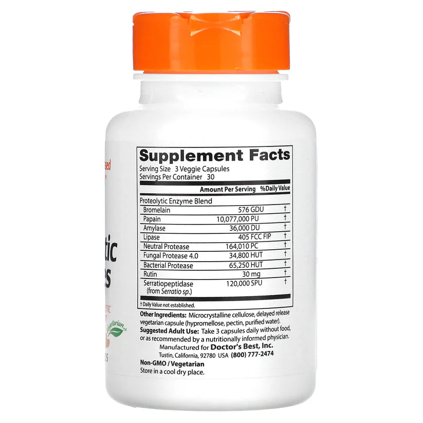 Image of Proteolytic Enzymes 90caps supplement facts