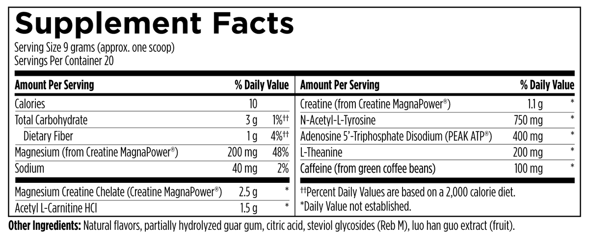 Image of Workout Complex Powder supplement facts