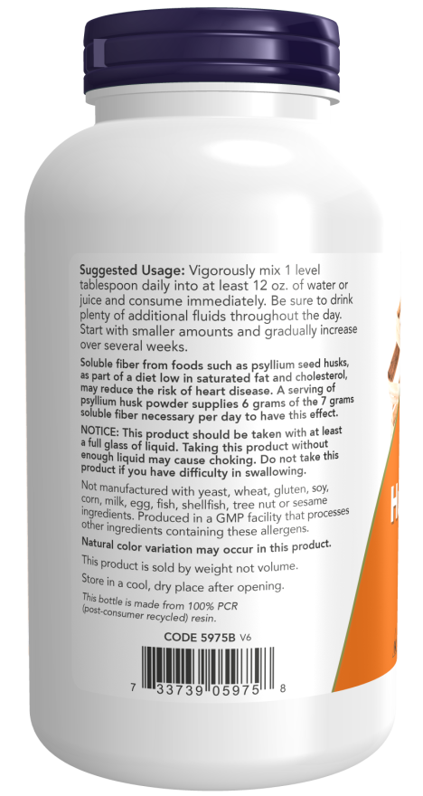 Image of Psyllium Husk Powder 340g suggested usage