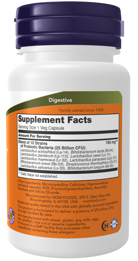 Image of Probiotic-10 25 Billion 50vcaps supplement facts