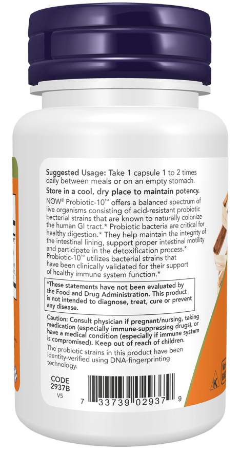 Image of Probiotic-10 25 Billion 50vcaps suggested usage