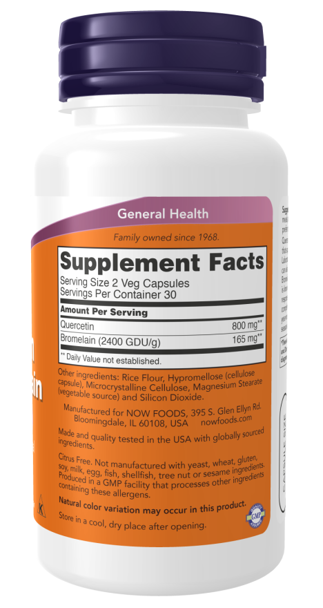 Image of Quercetin with Bromelain 120vcaps supplement facts