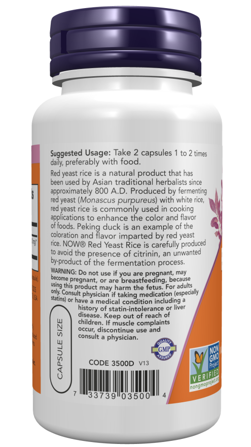 Image of Red Yeast Rice 600mg 120vcaps suggested usage